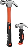ZUZUAN 2-Piece Claw Hammer Set: 8oz Stubby Mini & 16oz Fiberglass General Purpose - Non-Slip Grip, Heat-Treated Steel Head