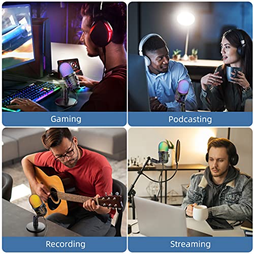 Mrsdy Gaming Microphone, Usb Computer Microphone For Pc, Mac, Ps4/5, Condenser Podcast Mic For Studio Recording, Youtube, Streaming, With Headphone Jack, Led Light, Mute, Gain, Noise Cancellation #TOP7