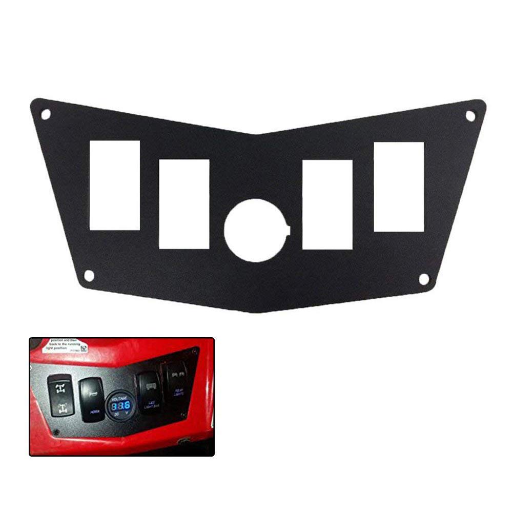 BUNKER INDUST Black Aluminum Dash Panel for Polaris RZR XP 900 800 S570 with 5 Switch Slots，Rocker Switch Panel