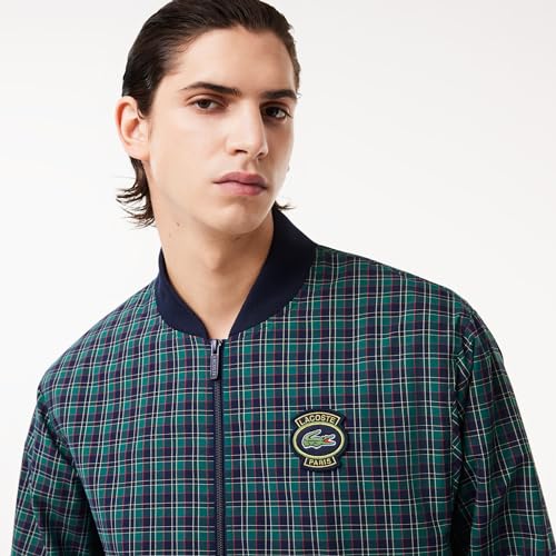 Image of Lacoste Men's Plaid Bomber Jacket W /Croc Badge