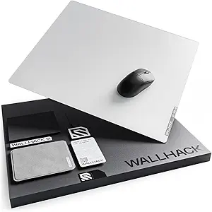 Wallhack 4.0 Glass Gaming MousePad - Professional Esport Mouse Mat with Specialty Surface for Top Speed and Control, Large Tempered Glasspad with Full Silicone Base - (SkyPAD White,XL 16.92" x 19.29")