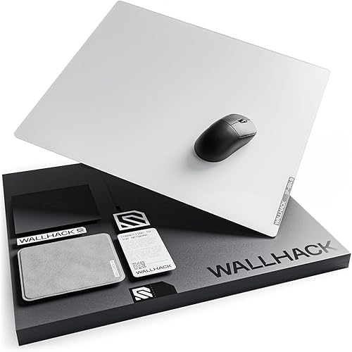 Wallhack 4.0 Glass Gaming MousePad - Professional Esport Mouse Mat with Specialty Surface for Top Speed and Control, Large Tempered Glasspad with Full Silicone Base - (SkyPAD White,XL 16.92" x 19.29")
