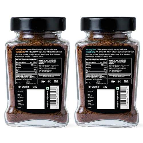 Image of Rage Coffee Silk Blend Instant Coffee | Belgian Chocolate & Creamy Hazelnut Silk Blend Flavoured Coffee 60 GMs Each | Premium, Bold & Smooth | Pack of 2