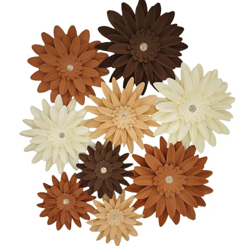 Mybbshower Earthy Terracotta Tones 3D Paper Flower Wall Decor Set