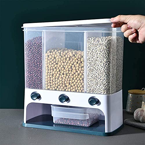 Image of Mechdel Plastic 3 Grid Wall Mounted Dry Food Dispenser - Space Saving Containers for Convenient Storage of Whole Grains, Rice Nuts Beans Candy Cereals (Transparent )
