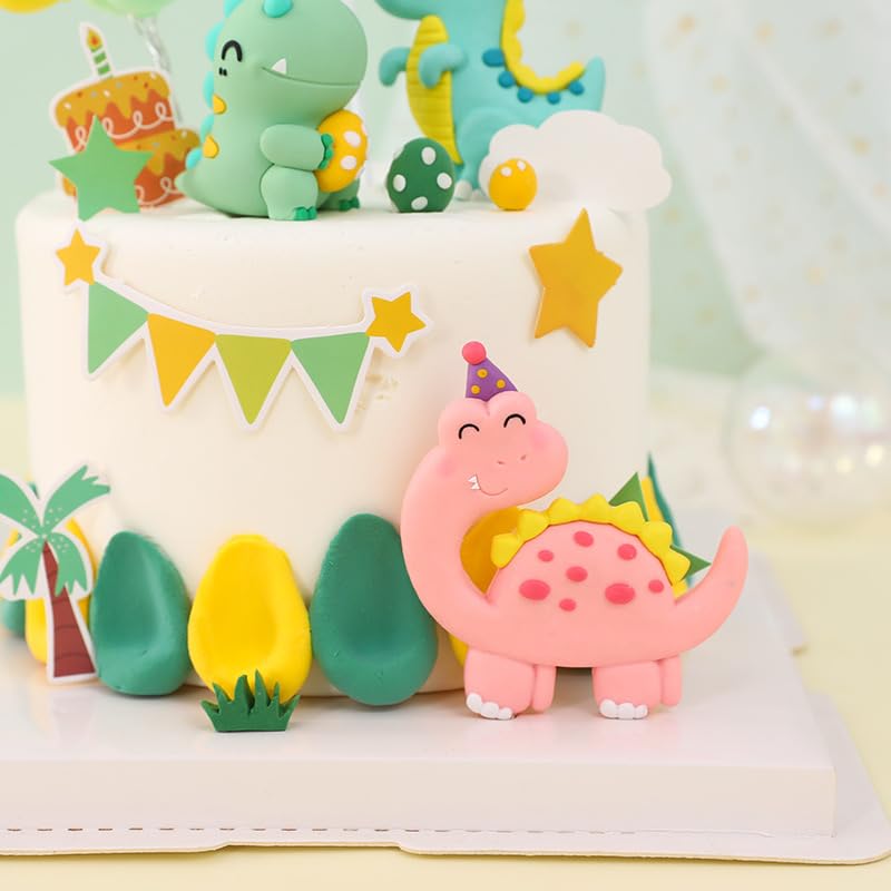 JOYMEMO Dinosaur Baby Shower Cupcake Toppers - 36-Piece Set, Double-Sided Paper, Hatching Soon & Rawr It's A Boy Themes, For Dessert Table Decor