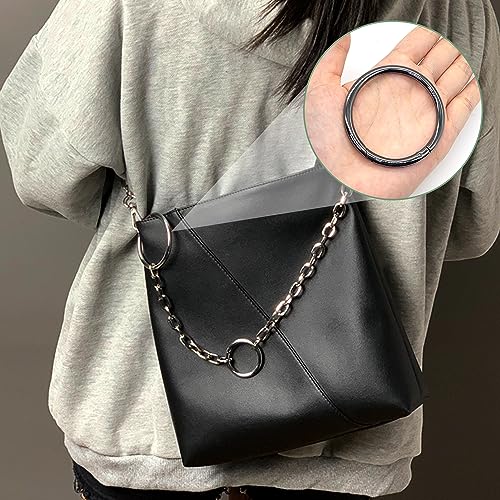 XCSJ 5 Stück Runde Karabiner 61mm OD 50mm ID Sehr Robust Zinklegierung Runde Karabiner Ring Karabinerhaken Rund Groß Karabiner Rund O Ring für Tasche, Schlüsselanhänger, DIY Handwerk Machen (Schwarz)