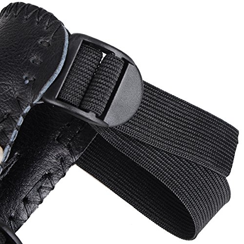 XTACER (Leather Finger Protector & Arm Guard 3-Strap Ventilated Finish Arm Guard with Three Fingers Design Archery Finger Protector Black - Leather (for Children) - Thumbnail 7