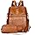 Leathario Zaino Donna in Pelle Vegana Impermeabile Antifurto,Borsa Elegante 3-in-1,Zaino da Lavoro, Viaggio e Uso Quotidiano(Marrone Smaltato)