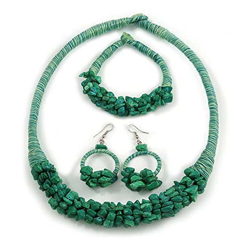 Collar de piedra semipreciosa hipoalergénico con pendientes de aro 1