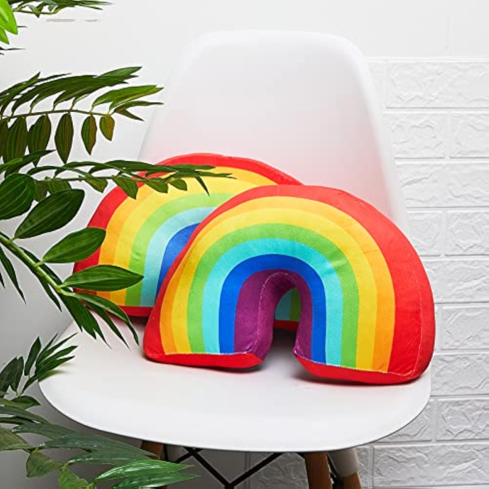 2 Pcs Rainbow Arch Shaped Kids Plush Throw Pillow