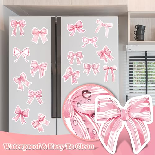 Imanes decorativos de lazo rosa para refrigerador 16 piezas miniatura 4