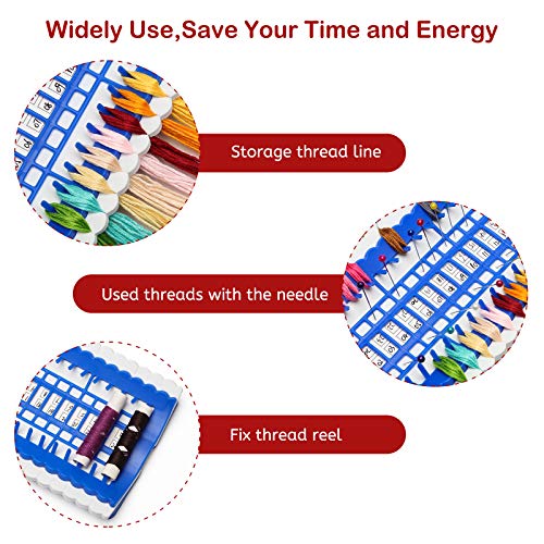 Image of Luxiv 50 Position Embroidery Floss Organizer, Thread Shelf with 15P Card | 50 Position Thread Holder And 15 Replaceable Cards, For Embroidery Floss, Needles, Cross Stitch And Sewing Projects