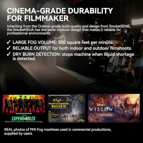 Image of PMI SmokeNINJA PRO Portable Fog Machine, 3rd-Gen Haze Nozzle with Bluetooth Connectivity 3 Minutes Single Burst Output 3x Faster Recovery USB-C Control for Studio and Cinematography(HAZER KIT)