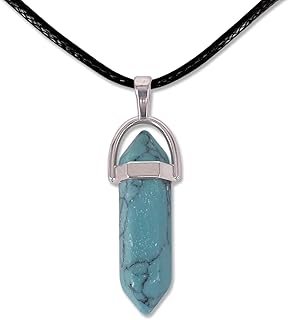 Colgante de Piedra Natural de Forma de Punta - Incluye una Cadena de Hilo Encerado Negro 45cm - Distintas Piedras Semipreciosas