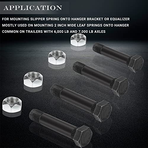 9/16" -18 X 3-1/2" Trailer Leaf Spring Shackle Bolts With Lock Nuts For 2" Wide Slipper Or Double Eye Leaf Springs Onto Hanger Bracket Or Equalizers #TOP1