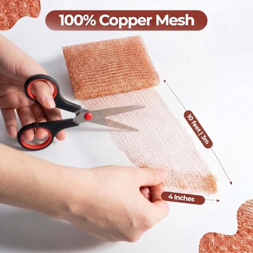 Image of Copper Mesh Roll for Rodent Control, 4 in x 10 ft, Pack of 2 with Scissors