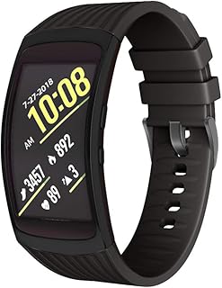 UKCOCO Pulseira de relógio compatível com Samsung Gear Fit2/Fit2 Pro – Pulseira de substituição de relógio de silicone compatível com Samsung Gear Fit2/Fit2 Pro (preta/G)