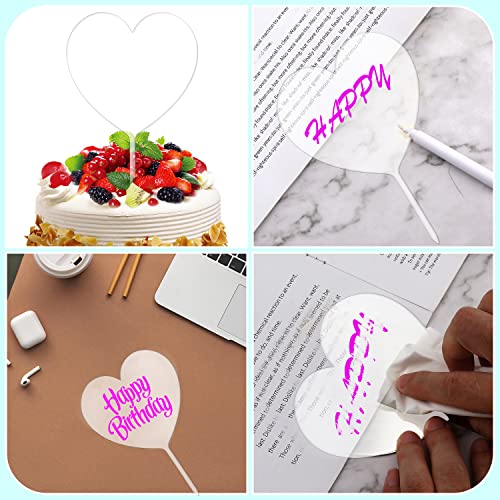 Kinbom Acrylic Cake Topper, 10Pcs Acrylic Cake Topper Heart Shape Cake Toppers Reusable Clear Birthday Cupcake Decorations For Wedding Festival Party Baby Showers Anniversary #TOP30