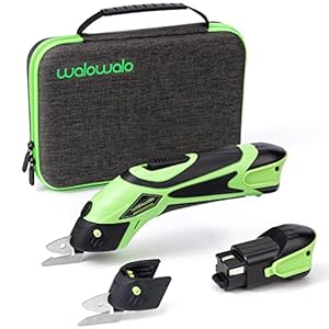 walowalo Elektrische schaar draadloze stofsnijder Accuschaar multicutter universele snijder voor karton papier handwerk snijden leer tapijt potplant oplader accu 4V met 2 snijbladen 2 batterijen