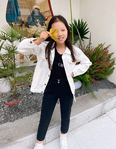 Image of Girls Boys Jean Jacket for (4-14 Years Kids) Trendy Cozy Soft Ripped Denim Coat Casual Outerwear School Travel Teen Gift