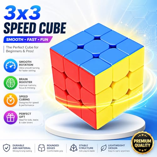 Image of D-fix 3x3 Sticker Less | Beginner Speed Cube for Kids Boys Girls Above 3 4 5 6 Years Old & Above | Magic Puzzle Toy | Durable & Smooth Cube with Anti-Pop Design