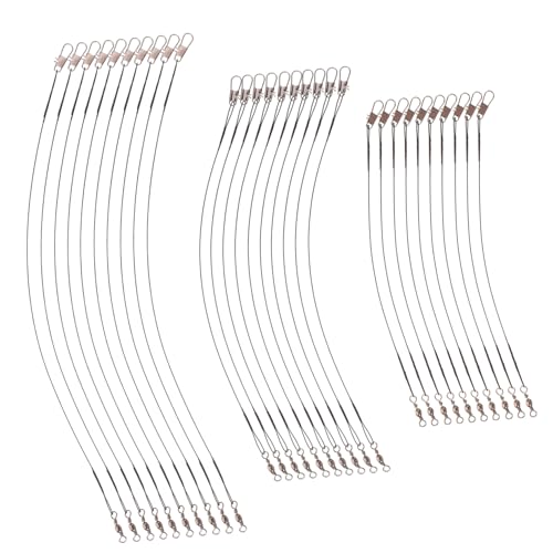 Happyyami 2sets Fishing Line Wire Leaders Swivels for Hooks Lures Metal Fishing Supplies for Freshwater/Saltwater 30pcs*2