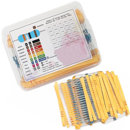 Assortiment de 600 résistances de haute précision 1/4W avec boîte de rangement