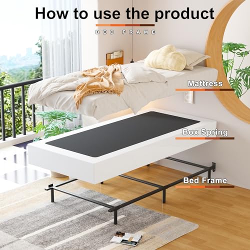 EMODA 9 Inch Twin Box Spring Heavy Duty Bed Base with Fabric Cover by EMODA - Used condition - Image 4