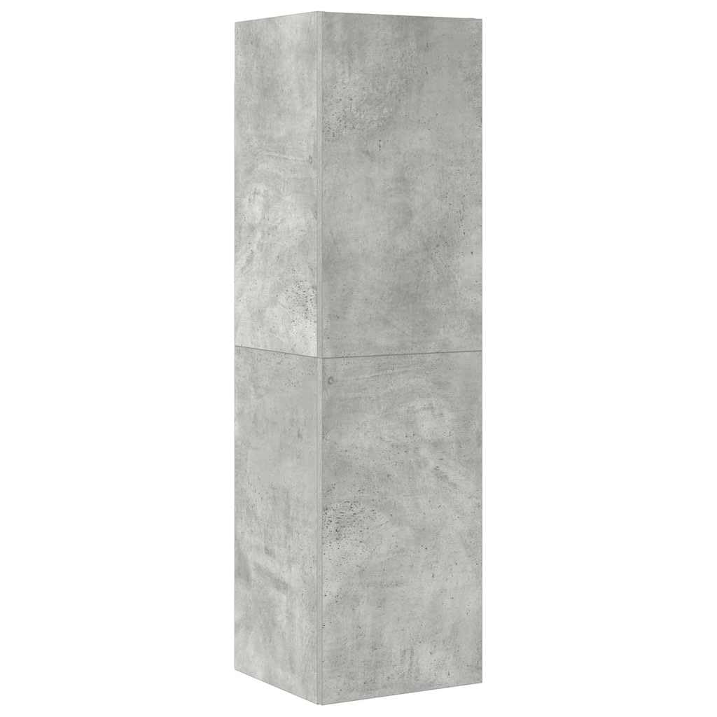 4-TLG. TV-Schrank-Set Betongrau, Holzwerkstoff, Wandmontage, Modernes Media-Center mit Stauraum, für Wohnzimmer und Schlafzimmer, 110/90/30 cm