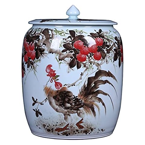Sealed Grain Barrels Ceramic Rice Bucket Kitchen Flour Buckets With Lids Soybean Jars Restaurant Grain Container Ceramic Jars (Color : White, Size : 33x33x43cm) Cover
