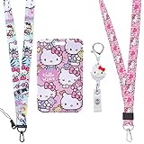 2PCS Kitty Cat Lanyard for Keys with ID Holder Retractable Badge Holders Reel,Name Badge Holder for Girl