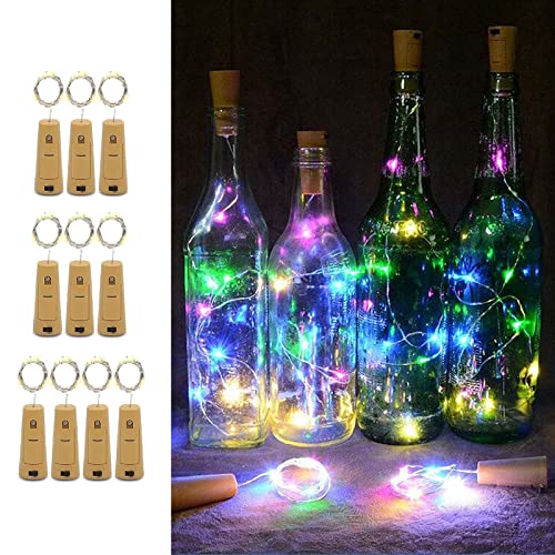 Lot de 10 guirlandes lumineuses à 30 LED multicolores en liège pour bouteilles de vin - Décoration pour fêtes, anniversaires, mariages, Noël - Décoration intérieure et extérieure Cover