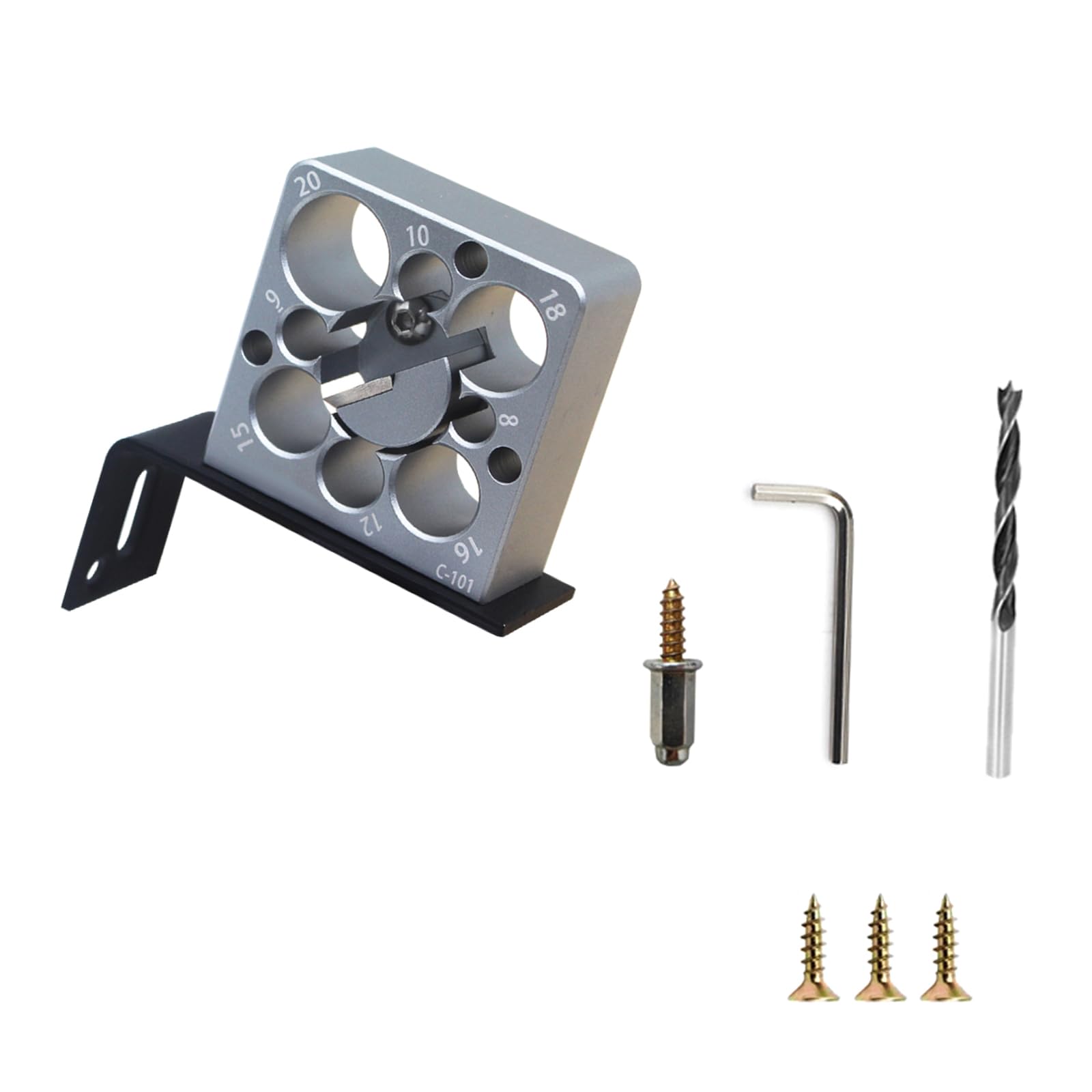 Apglsxy Deluxe Edition Interchangeable Dowel Cutting Jig 8 Hole Sizes 8-20Mm Aluminum Drill Attachment For Professional Woodworking Drill Tool For Woodworking