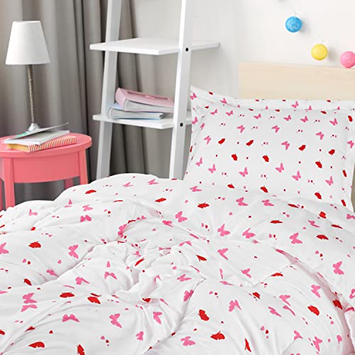 Utopia Bedding All Season Butterfly Comforter Set with 2 Pillow Cases, 3 Piece Soft Brushed Microfiber Kids Bedding Set for Boys/Girls, Machine Washable (Twin)