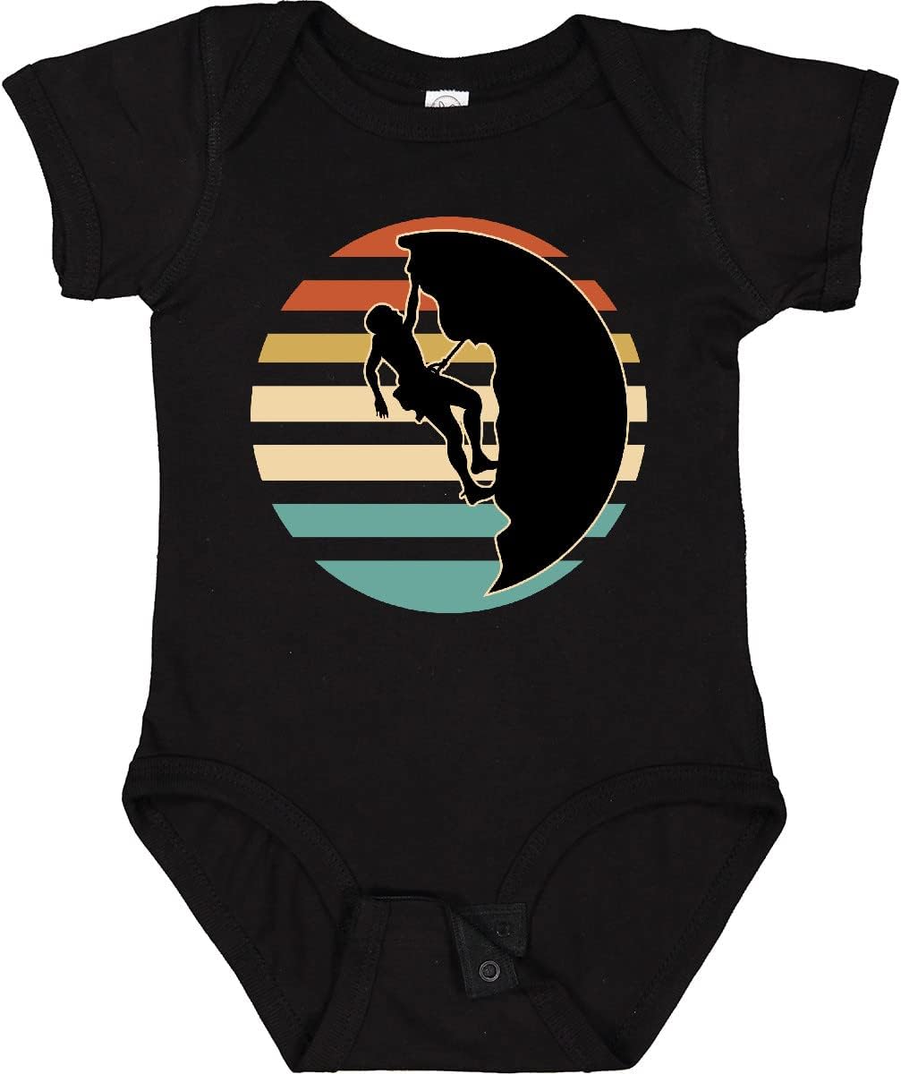 inktastic Rock Climbing Mountain Climber Silhouette Baby Bodysuit