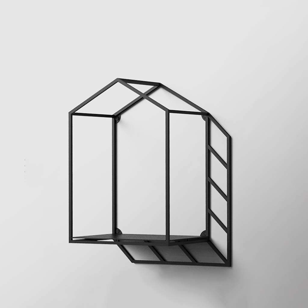 Étagères flottantes noires de taille B avec supports muraux pour plantes et décoration d'intérieur