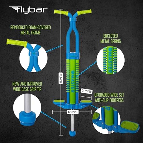 Image of Flybar Master Pogo Stick for Kids Ages 9+, 80-160 lbs - Easy Grip Handles - Active Exercise Toy for Tweens & Teens - Outdoor Toy with Non-Slip Foot Pegs for Boys and Girls - No Assembly Needed
