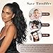 AISI BEAUTY Burgundy Ponytail Extension, 24 inch Long Wavy Curly Claw Clip Ponytail Hair Extensions, Natural Synthetic Hairpiece for Women Daily Wear