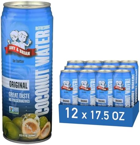 Amy & Brian Non-GMO Coconut Water, Original, 17.5 Fl Oz (Pack of 12)