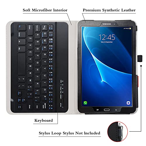 MAMA MOUTH for Galaxy Tab A 10.1 Keyboard Case,Coustom Design Slim Stand PU Leather Cover with Romovable Keyboard for Samsung Galaxy TAB A 10.1 T580 T585 2016 Tablet,Black - Thumbnail 5