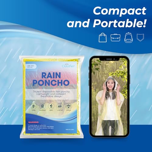 CloudTen Compact and Disposable Rain Ponchos for Men and Women (Multi Color (5 Packs)) - Image 6