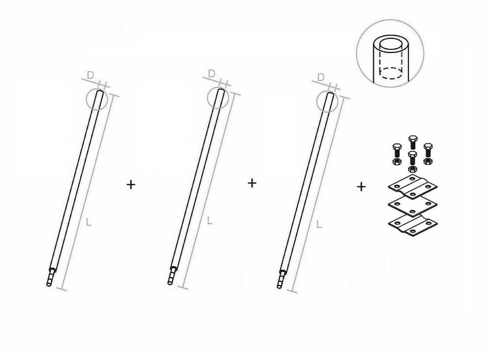 Tiefenerder Erder Erdung SET Ø20mm V2A Edelstahl - Längenauswahl (Ø20 SET 4,5m 3x1500mm)