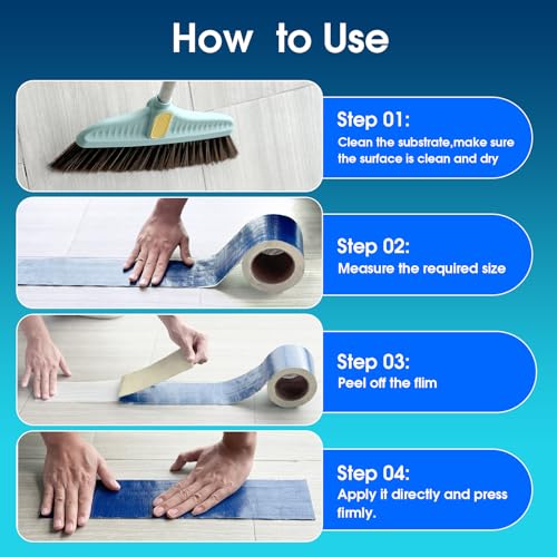 Image of Blue Waterproof Butyl Tape for Solar Pool Cover Repair, Blue Duct Tape Heavy Duty Waterproof for Pool Liner Patch,Flex Seal Tape for RV Awning,Metal Roof,Vent,Boat Sealing,6 inch x16Ft