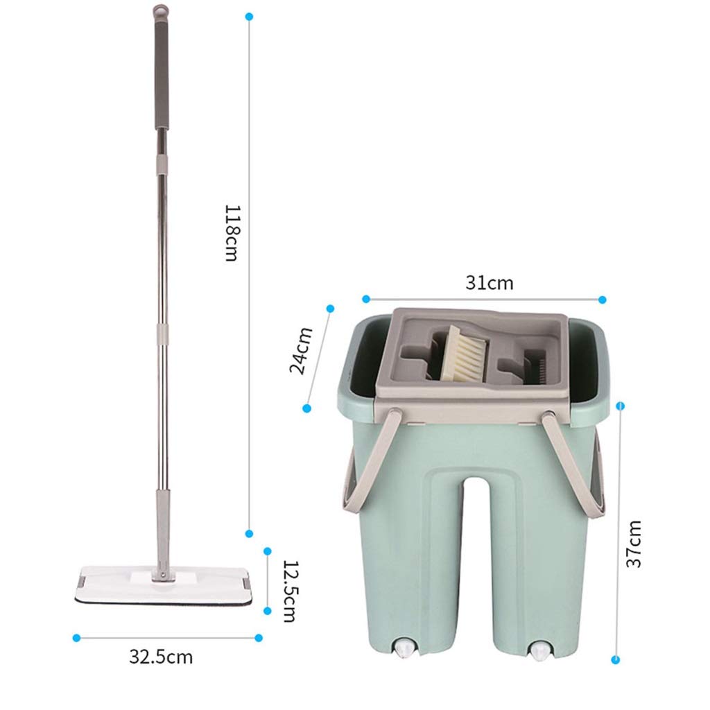 Solución de Limpieza sin Esfuerzo: cubeta giratoria de Acero Inoxidable con trapeadores Que no se Pueden Lavar a Mano para Pisos de Madera Vision