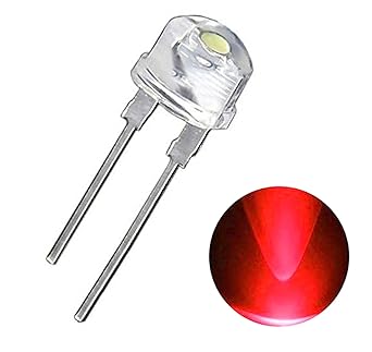 Wizzo (Pack of 20 Pieces) 0.5 Watt Super Bright Transparent RED LED 8mm 3V DC 2 Pin Light Emitting Diode (RED) Multipurpose, For Science Projects DIY Hobby Kit