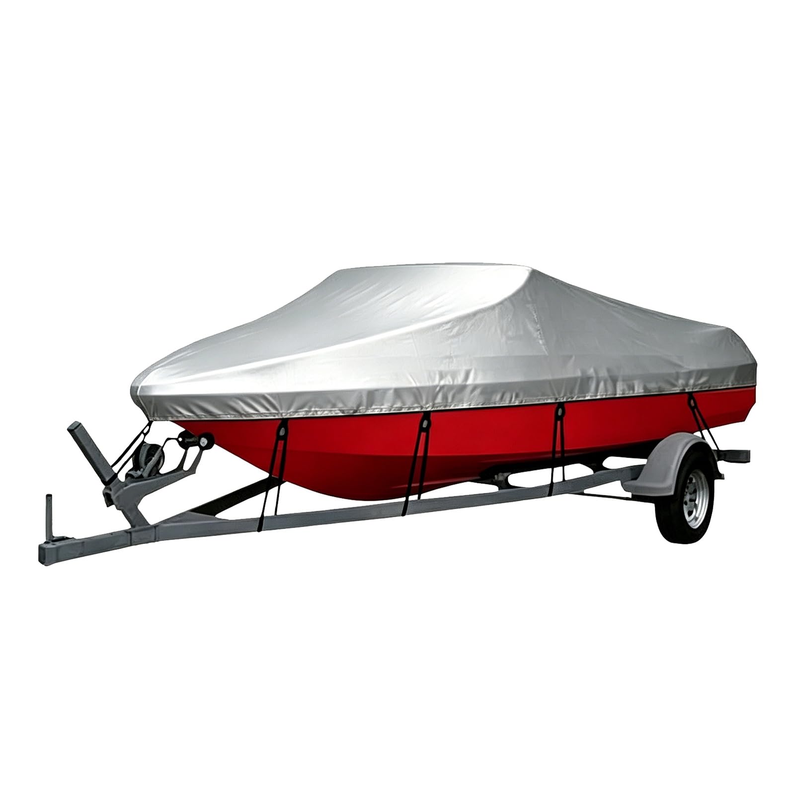 JSCARLIFE Copertura per barca, impermeabile 210D, resistente, in poliestere di grado marino, con scafo a V, per pesca e sci, protezione UV per tutte le condizioni atmosferiche, con cinghie di