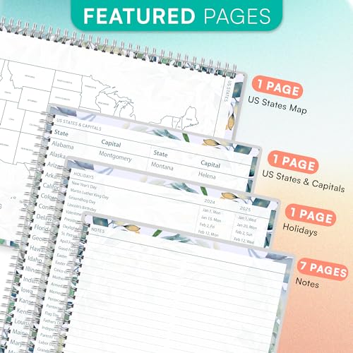 Ensight Undated Daily Planner 8.5 x 11 with 200+ daily pages for Organization – Spiral Planner with hourly schedule for Daily Tasks & Appointments – Daily Planner Undated notebook (floral)