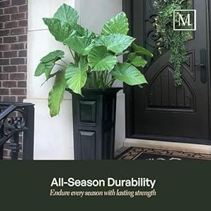 Mayne nantucket 32 inch tall planterself watering weather resistant planter for flowersdurable outdoor design for patio porch or entryway  urban country home decor