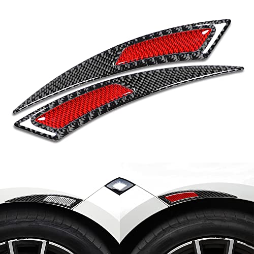 Image of Fender Anti-Scratch Protector Trim,Carbon Fiber Emblem Protector Fender Molding Side Stickers Decals Badge Sports Decoration Lossless Installtion Accessories 2 Packs Red